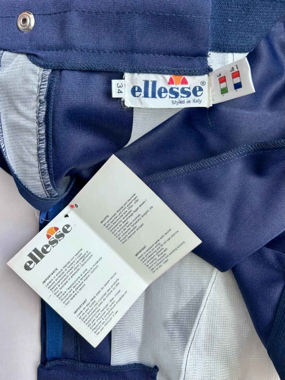 Vintage 70s 80s Ellesse Blue Tennis Shorts GOAT Terry Size 34 NWT Dead Stock New
